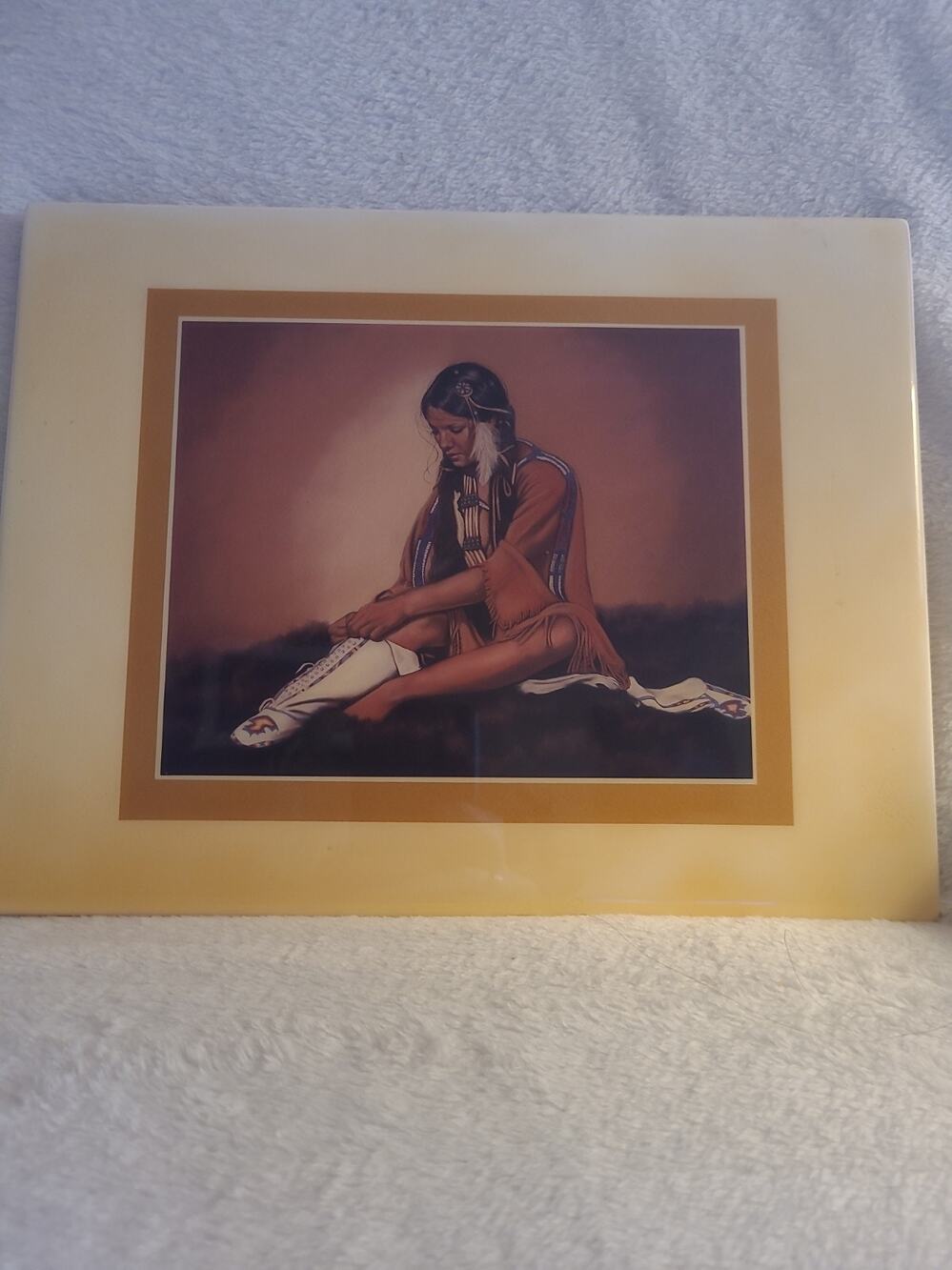 Vtg Penni Anne Cross Alawa-Sta-Weches Native American Ceramic Tile Art Plaque